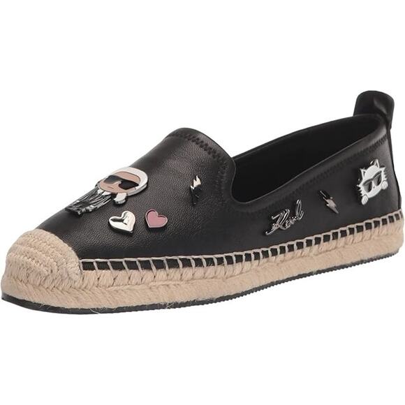 Karl Lagerfeld Paris Women's Michaela Cate Pins Espadrill, Black Size 10M - Picture 1 of 5